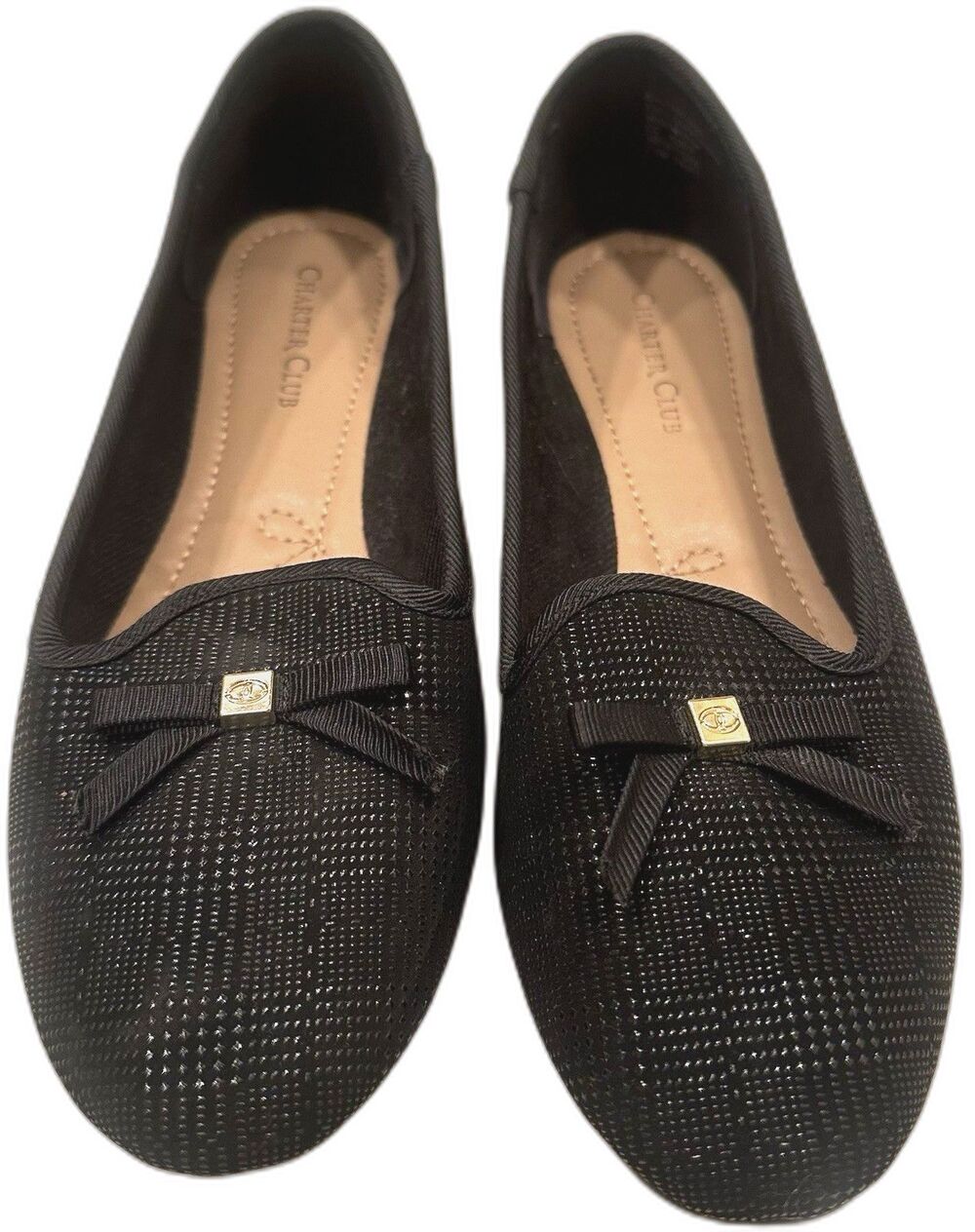 Charter Club Kimii Deconstructed Black Bow Loafer Flats Womens 7.5